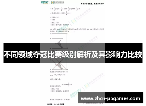 不同领域夺冠比赛级别解析及其影响力比较