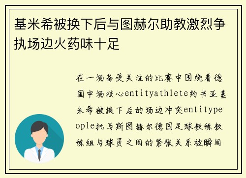 基米希被换下后与图赫尔助教激烈争执场边火药味十足